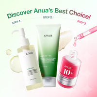 Anua 3-Step Glass Skin Beginner Set, Oil Cleanser and Face Wash with Facial Serum